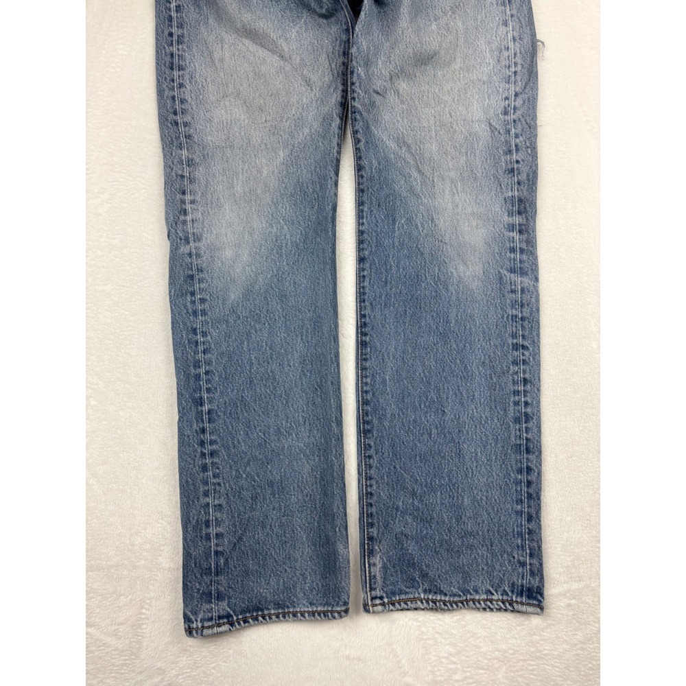 Levis 501 Mens 38x32 Jeans Grungy Distressed Medium Wash Vintage Back Hole Fade - Picture 3 of 10